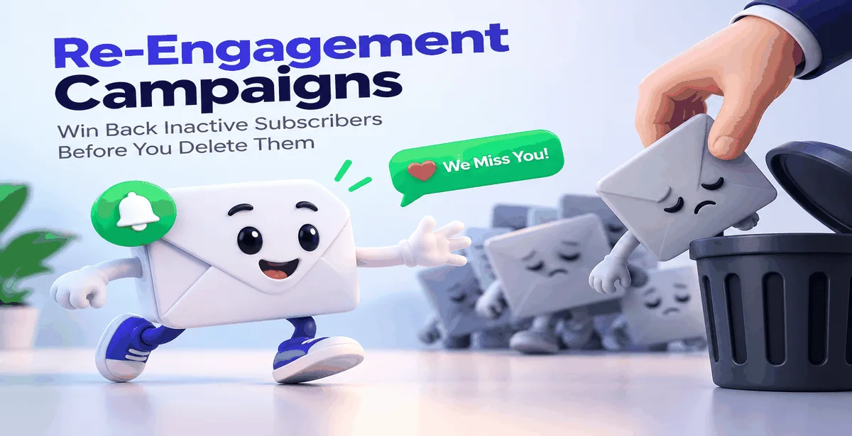 3D email characters reconnecting with inactive subscribers before they’re removed from a campaign.