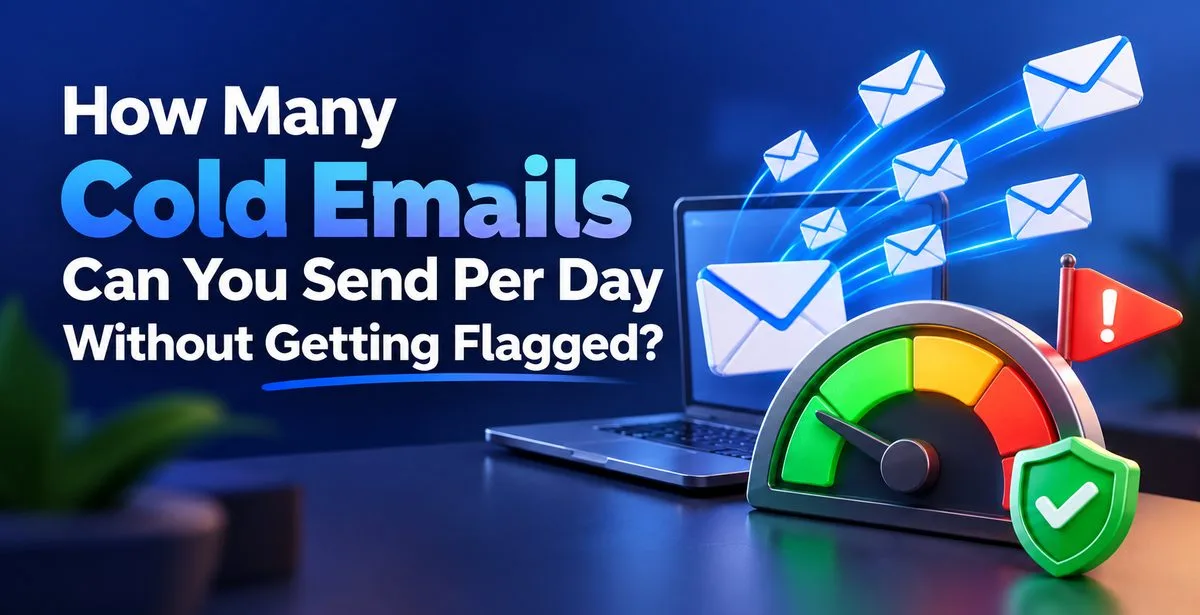 3D illustration showing cold emails, a risk gauge, warning flag, and shield icon.